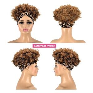 HAIR, Kinky Curly Afro Pixie with headband attached, Highlighted